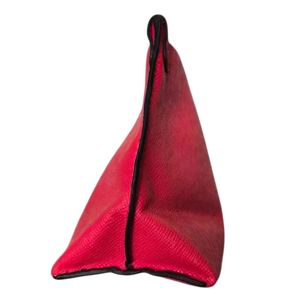 Red Textured Cosmetic Bag Makeup Pouch
